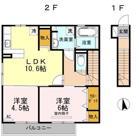 肥前古賀駅 徒歩9分 2階の物件間取画像